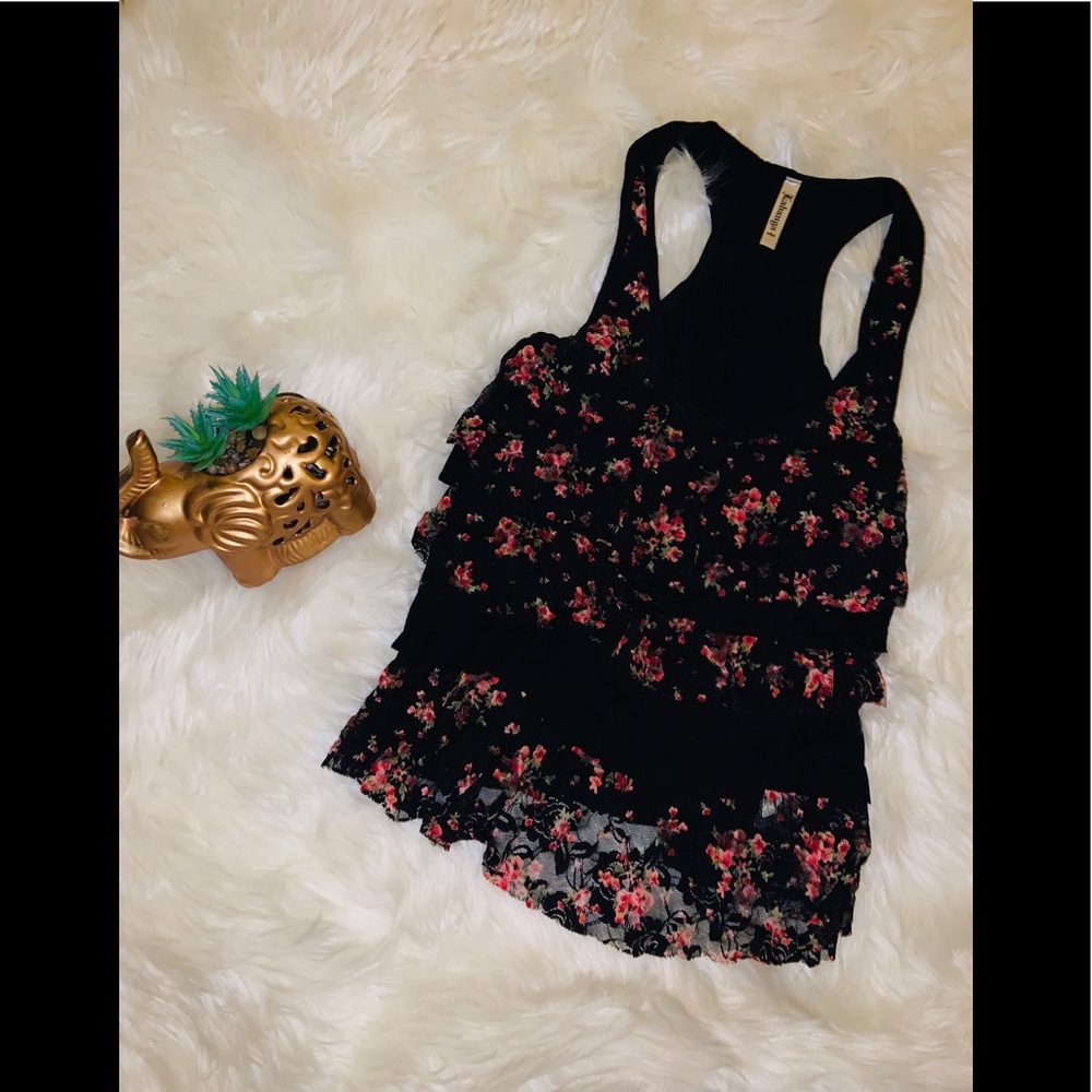 Labanga beautiful floral racerback ruffle tank top